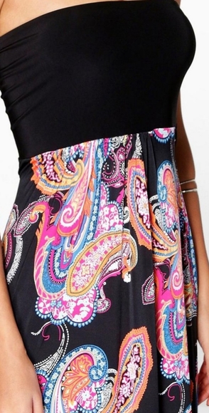 NWT Boohoo Bandeau Paisley Maxi Dress - Picture 4 of 4